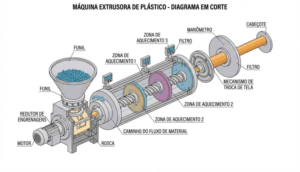 partes extrusora de plastico