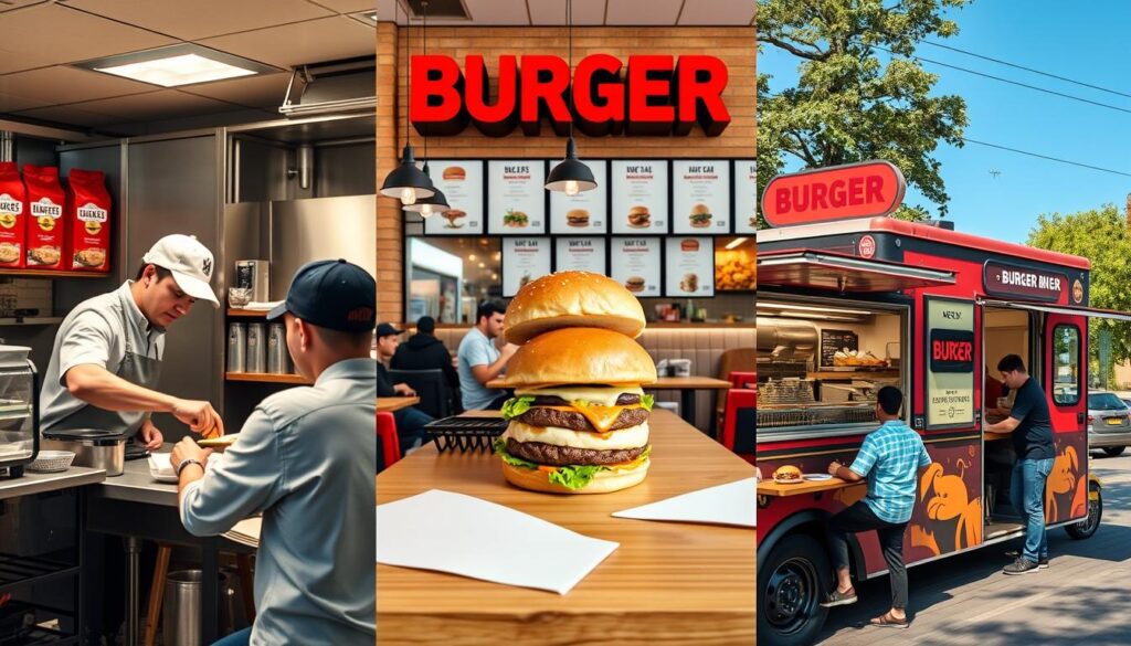 Diferentes modelos de hamburgueria: delivery, presencial e food truck