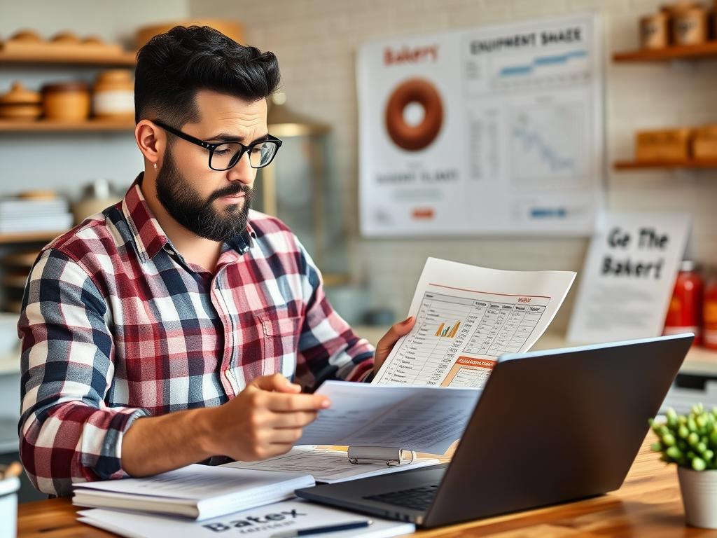 Empreendedor analisando custos para abrir uma padaria Empreendedor analisando custos para abrir uma padaria