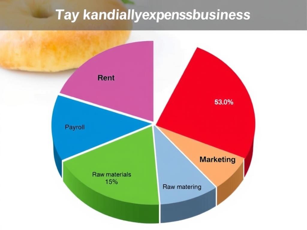 Gráfico mostrando a distribuição de despesas mensais de uma padaria Gráfico mostrando a distribuição de despesas mensais de uma padaria