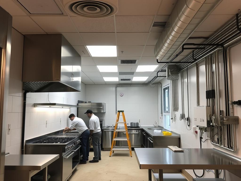 Reforma de um espaço para restaurante self-service com instalação de equipamentos