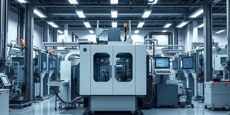 célula de produção com injetora