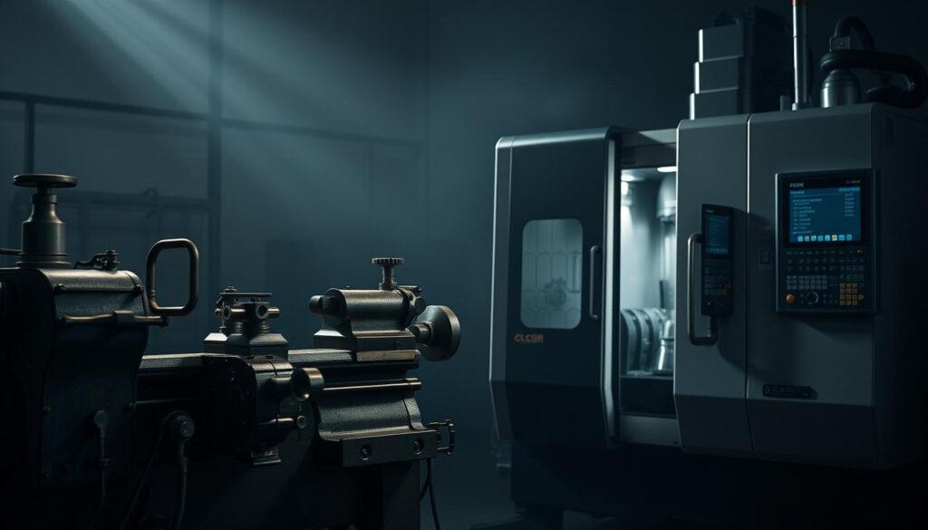 comparação torno mecânico CNC