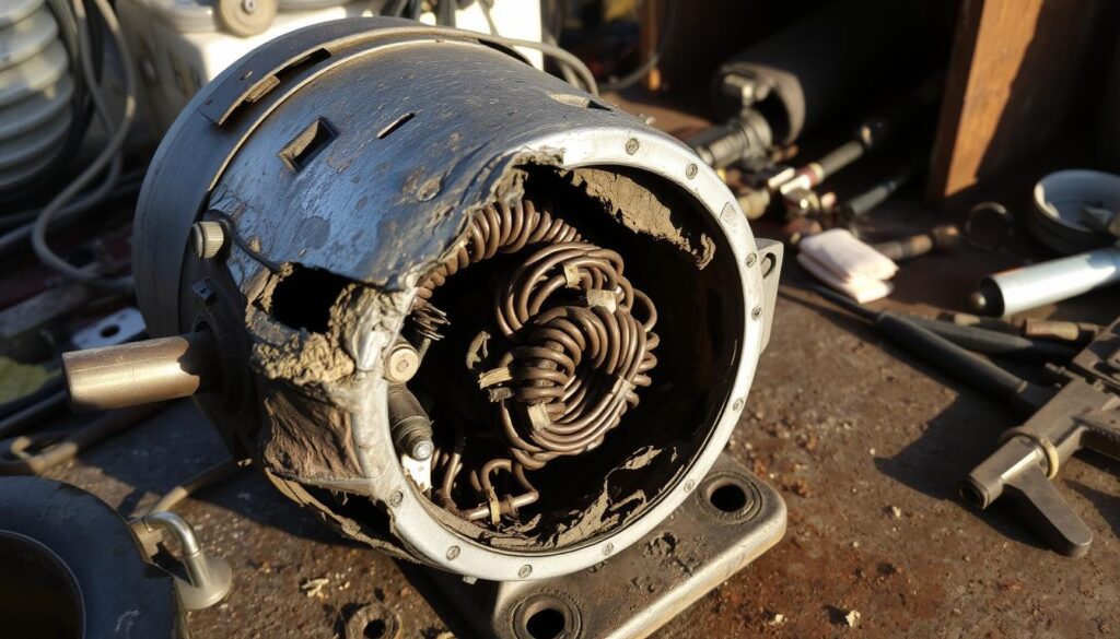 motor elétrico danificado