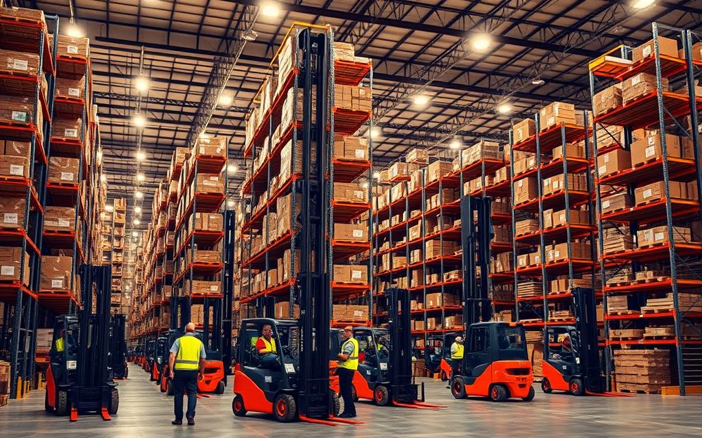 otimização de espaço com empilhadeiras