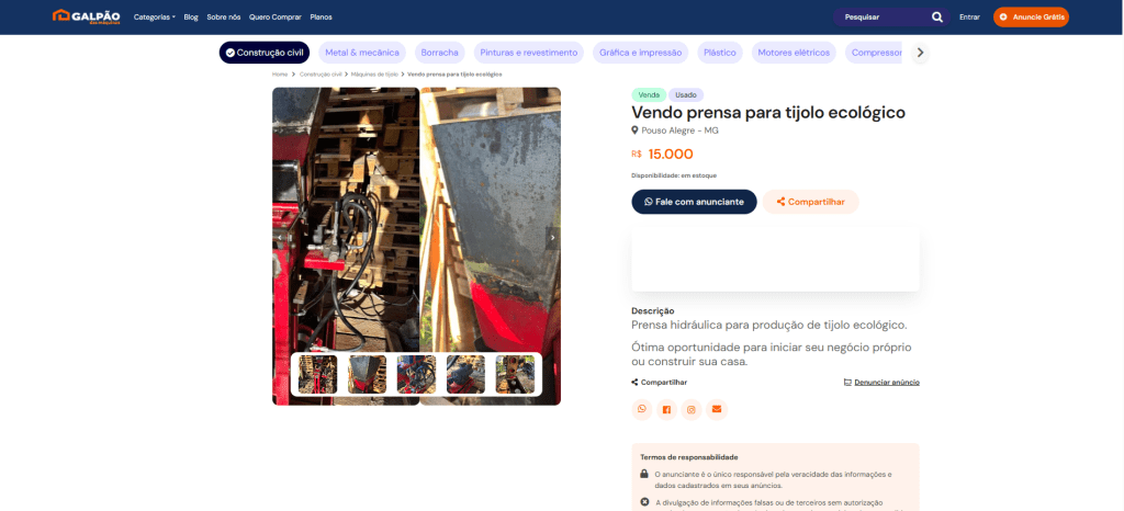 anuncio maquina tijolo ecologico