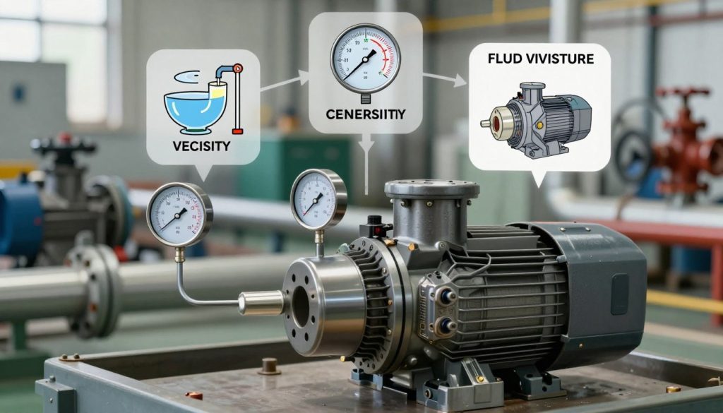 A detailed and informative illustration representing factors influencing the efficiency of a hydraulic pump. In the foreground, show a hydraulic pump in operation, with various indicators and gauges displaying performance metrics such as pressure, flow rate, and efficiency levels. In the middle ground, depict diagrams of key factors such as fluid viscosity, temperature, and pump design, interconnected with arrows or lines to illustrate their relationships. The background should feature an industrial setting with pipes and valves, subtly emphasizing a working environment. Use soft, natural lighting to create a realistic atmosphere and a slightly angled perspective to enhance depth. Aim for a technical yet engaging mood, focusing on clarity and educational value without distractions. A detailed and informative illustration representing factors influencing the efficiency of a hydraulic pump. In the foreground, show a hydraulic pump in operation, with various indicators and gauges displaying performance metrics such as pressure, flow rate, and efficiency levels. In the middle ground, depict diagrams of key factors such as fluid viscosity, temperature, and pump design, interconnected with arrows or lines to illustrate their relationships. The background should feature an industrial setting with pipes and valves, subtly emphasizing a working environment. Use soft, natural lighting to create a realistic atmosphere and a slightly angled perspective to enhance depth. Aim for a technical yet engaging mood, focusing on clarity and educational value without distractions.