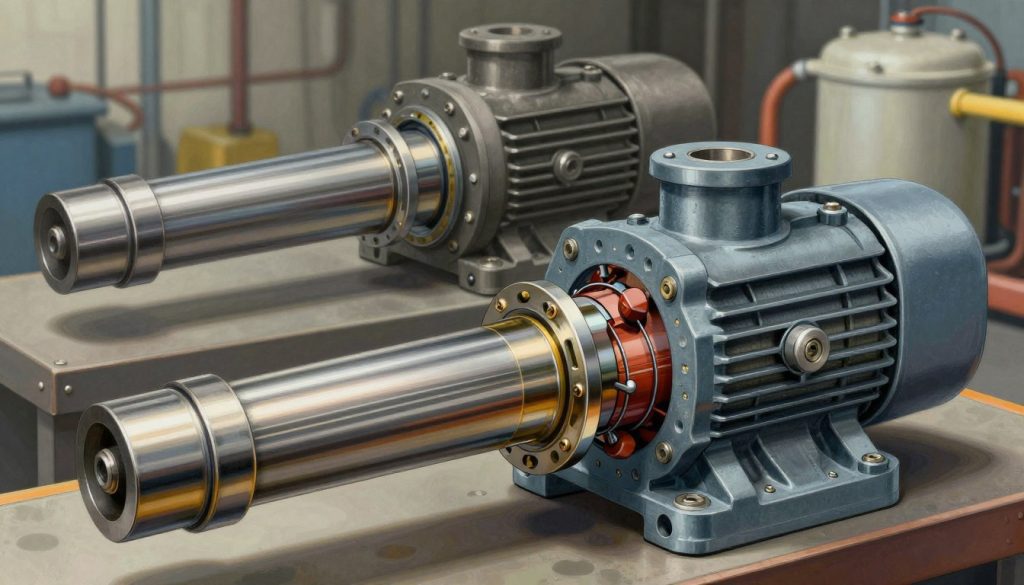 A detailed illustration of hydraulic piston pumps, showcasing their intricate components and operating mechanisms. In the foreground, focus on a cross-section of a hydraulic piston pump, highlighting the pistons, cylinders, and other internal parts with realistic textures and colors. In the middle layer, include additional components like the reservoir and connecting pipes, with subtle reflections on metallic surfaces. The background should feature a soft industrial setting, suggesting a workshop or factory, with muted colors to ensure the pump remains the focal point. Use dramatic lighting to create shadows that emphasize the pump's three-dimensional form, captured from a slightly tilted angle to reveal depth. The overall mood should be technical and informative, suitable for an educational context. A detailed illustration of hydraulic piston pumps, showcasing their intricate components and operating mechanisms. In the foreground, focus on a cross-section of a hydraulic piston pump, highlighting the pistons, cylinders, and other internal parts with realistic textures and colors. In the middle layer, include additional components like the reservoir and connecting pipes, with subtle reflections on metallic surfaces. The background should feature a soft industrial setting, suggesting a workshop or factory, with muted colors to ensure the pump remains the focal point. Use dramatic lighting to create shadows that emphasize the pump's three-dimensional form, captured from a slightly tilted angle to reveal depth. The overall mood should be technical and informative, suitable for an educational context.