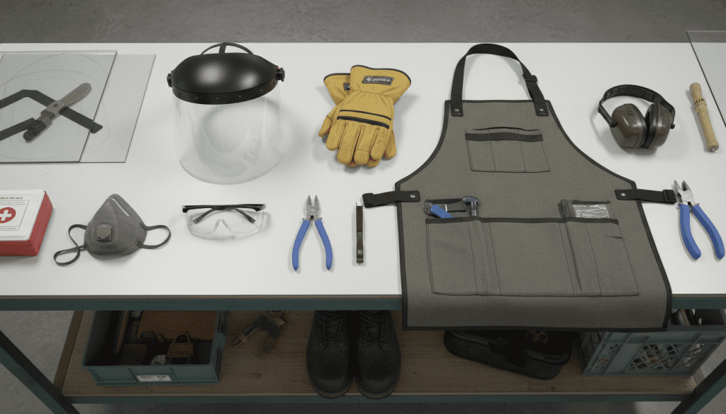 Equipamentos de proteção individual para lapidadora de vidro