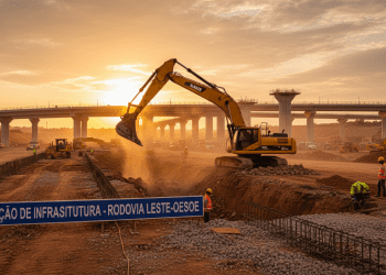 escavadeira em obras