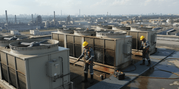 manutenção da torre de resfriamento industrial