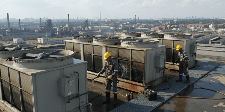 manutenção da torre de resfriamento industrial