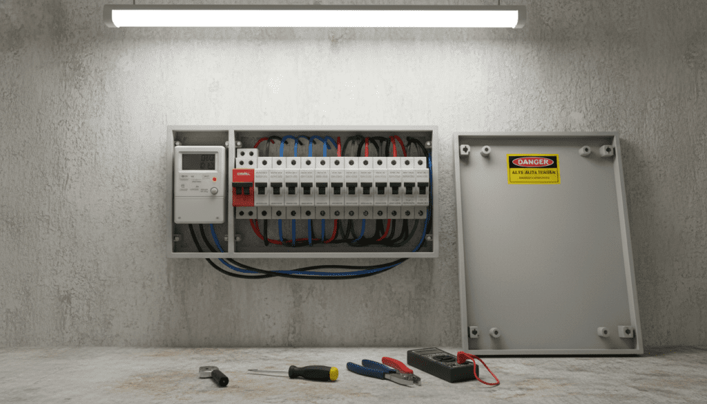 painel de controle elétrico residencial