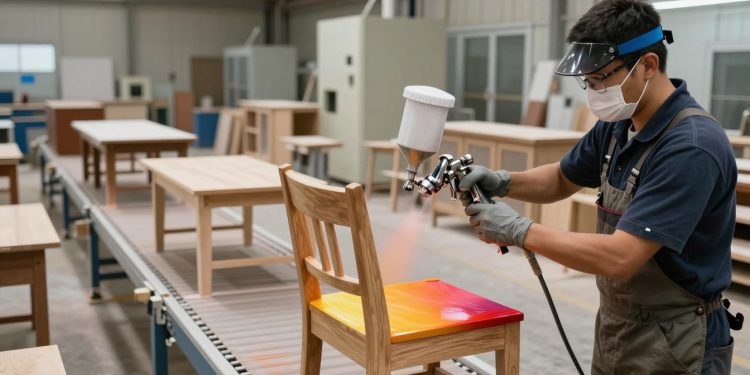 pistola de pintura na indústria moveleira