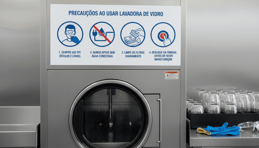 precauções ao usar lavadora de vidro