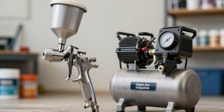 relação entre pistola de pintura e compressor