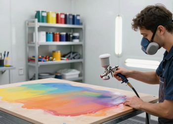 uso da pistola de pintura em cabines