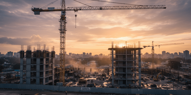 uso do guindaste em obras