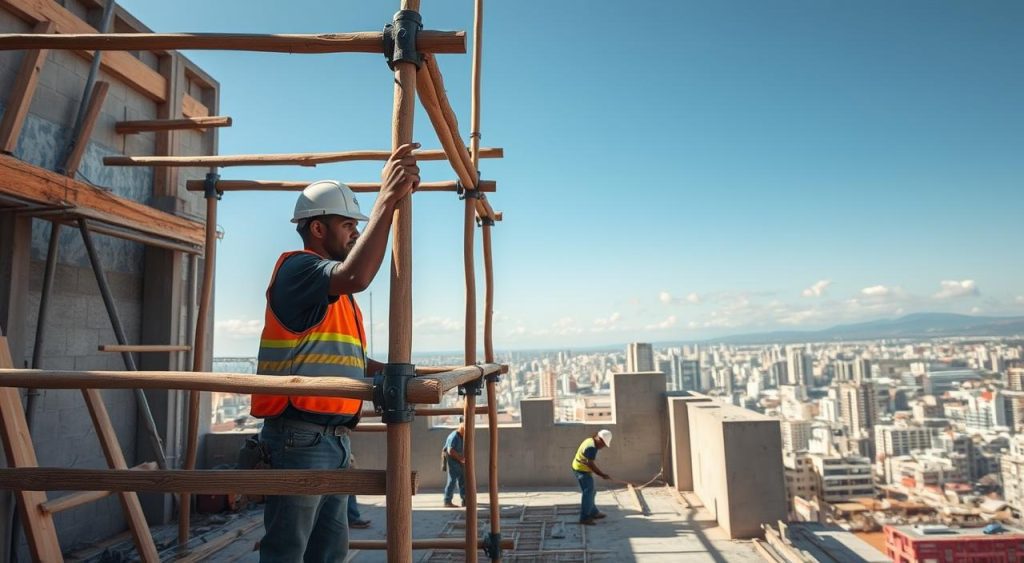 andaime improvisado construção
