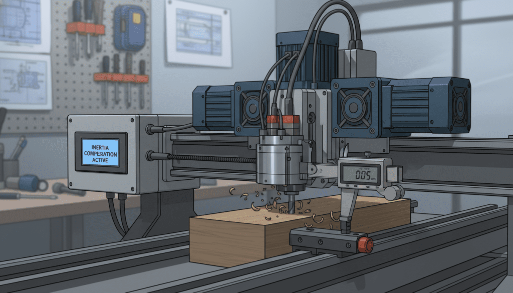 características de inércia em router CNC