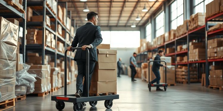 carrinho de transporte e fluxo de trabalho