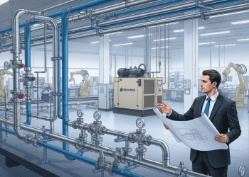 compressor de ar e tubulação