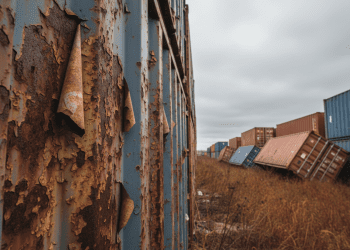 container usado e corrosão
