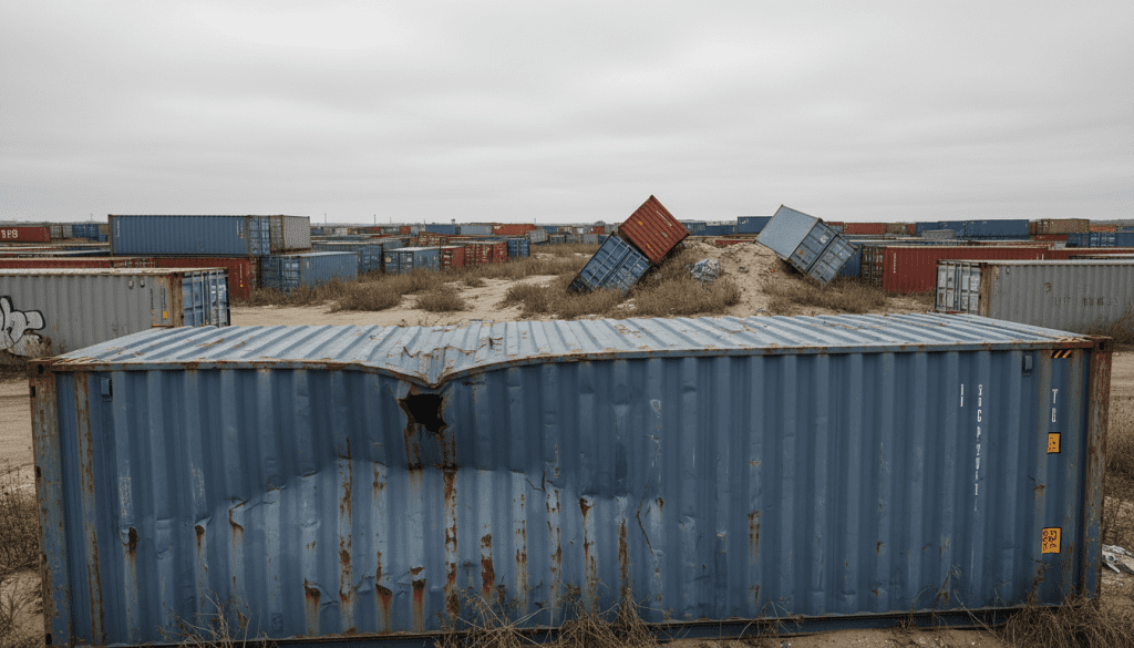 container usado e deformações
