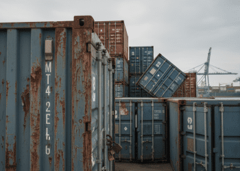container usado e desgaste estrutural