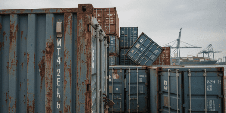 container usado e desgaste estrutural