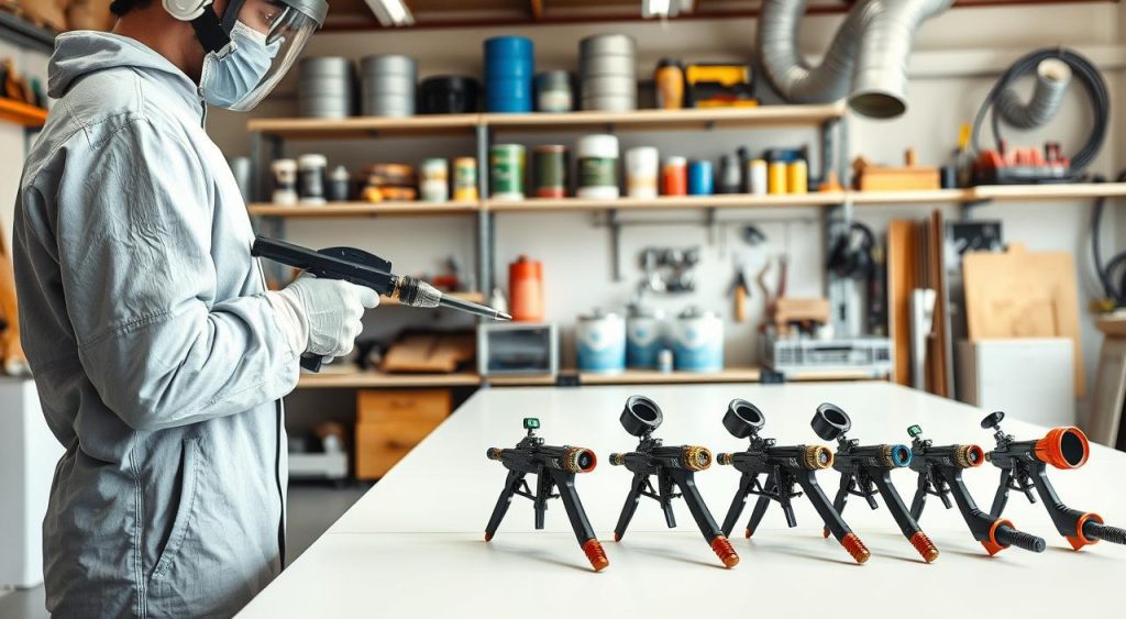 distância de aplicação com pistola de pintura