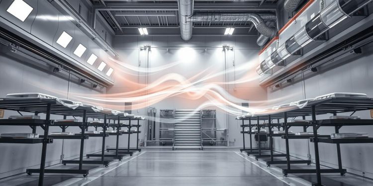 estufa de pintura e fluxo de ar