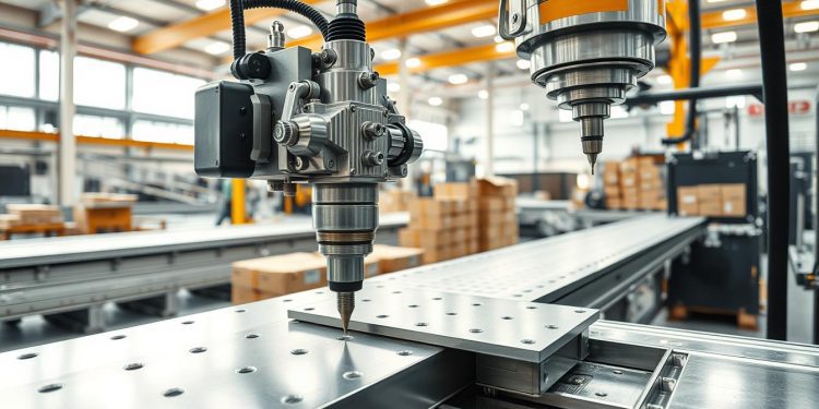 furadeira industrial na linha de produção