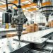 furadeira industrial na linha de produção