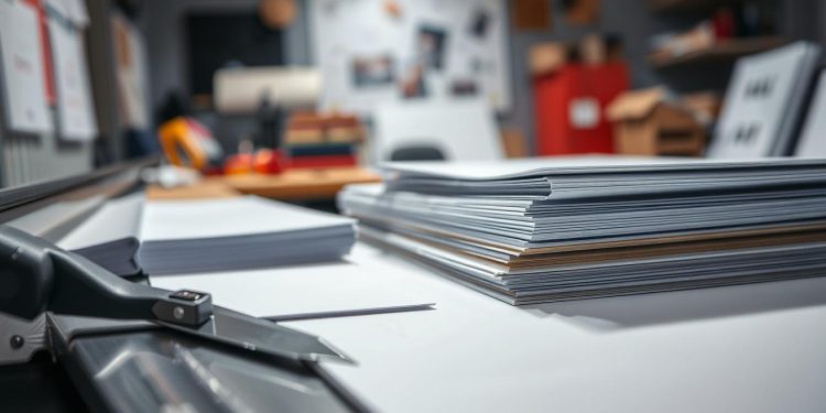 guilhotina gráfica e variação de papel