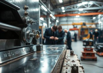 guilhotina industrial e alinhamento estrutural