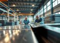 guilhotina industrial em produção