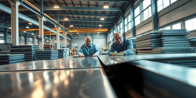 guilhotina industrial em produção