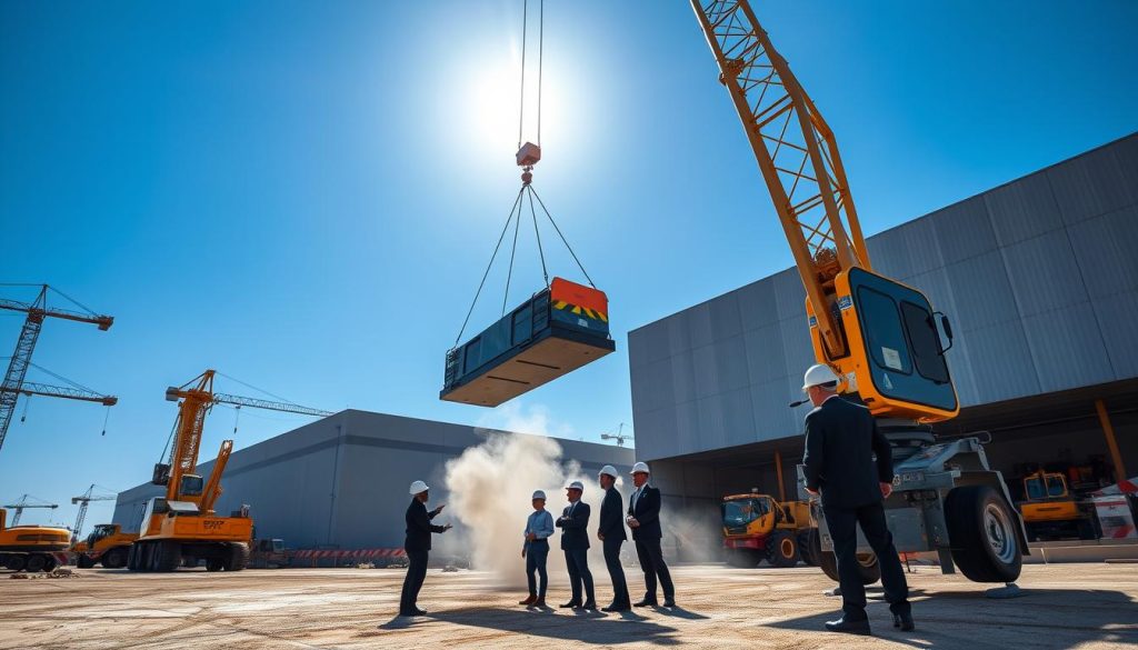 guindaste e troca de equipamento