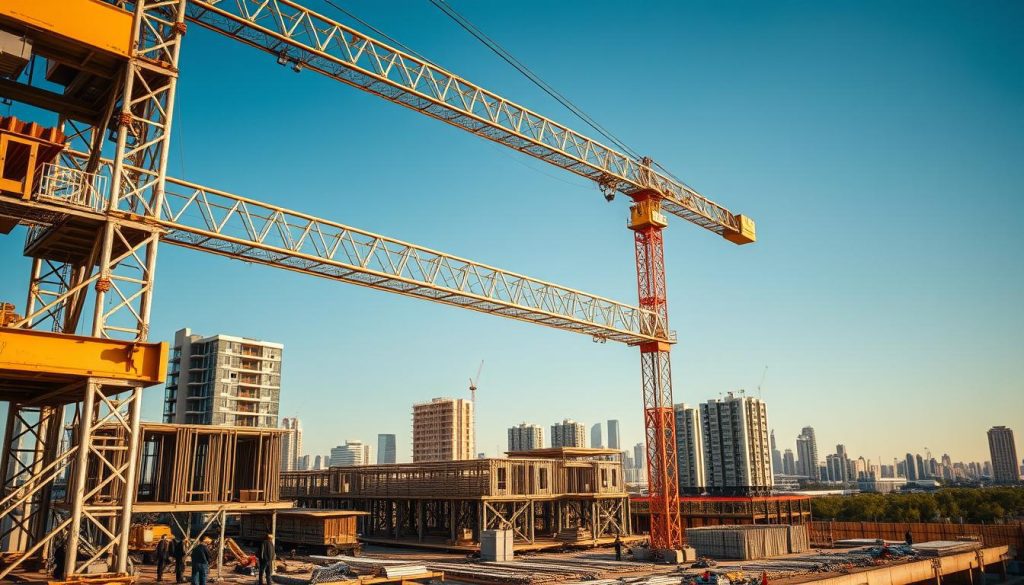 guindaste em canteiro de obras