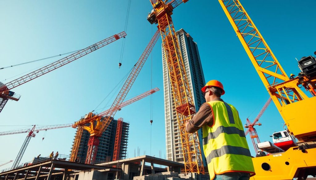 guindastes no setor de construção civil