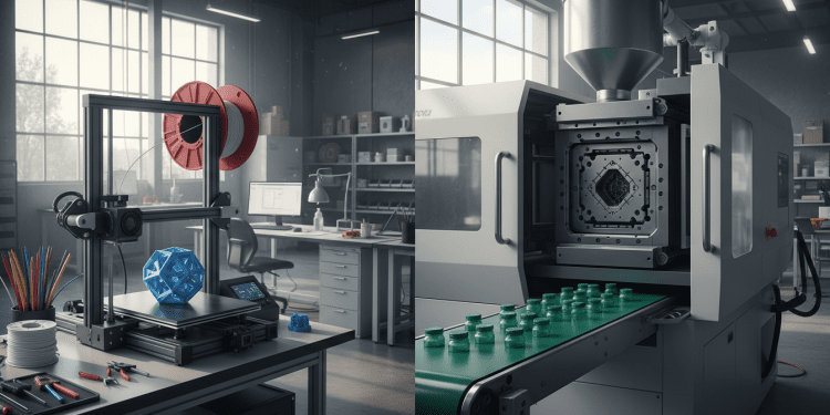 impressora 3D vs injeção plástica