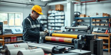 impressora flexográfica e troca de trabalho