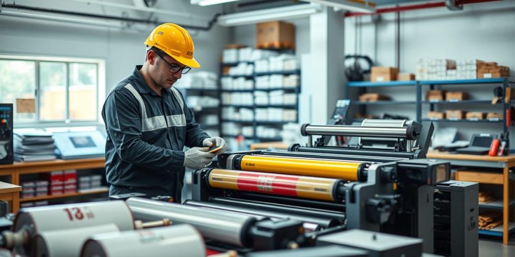 impressora flexográfica e troca de trabalho