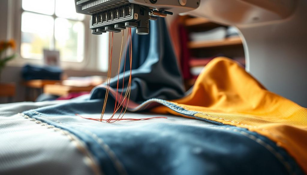 máquina de bordar em tecidos pesados