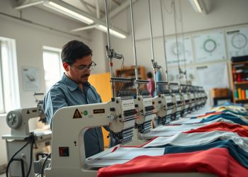 máquina de bordar usada e adaptação de produção
