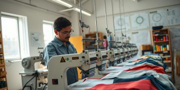 máquina de bordar usada e adaptação de produção