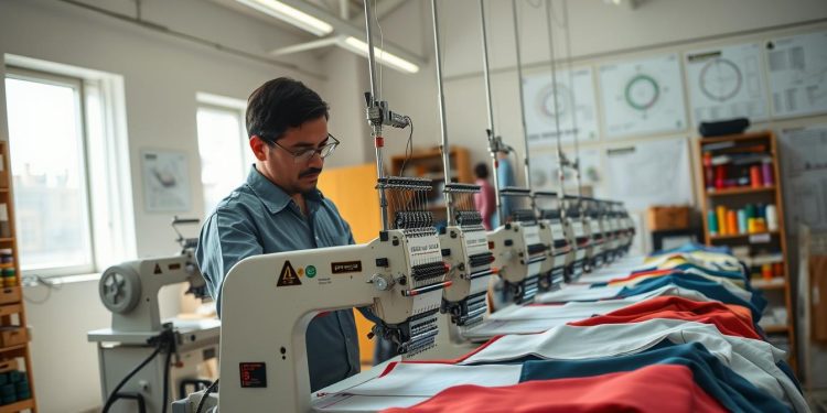 máquina de bordar usada e adaptação de produção