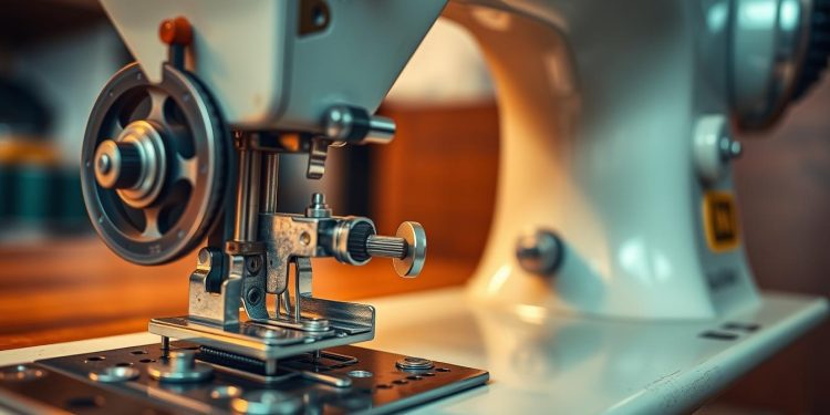 máquina de costura usada e alinhamento