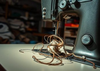 máquina de costura usada e limitações tecnológicas